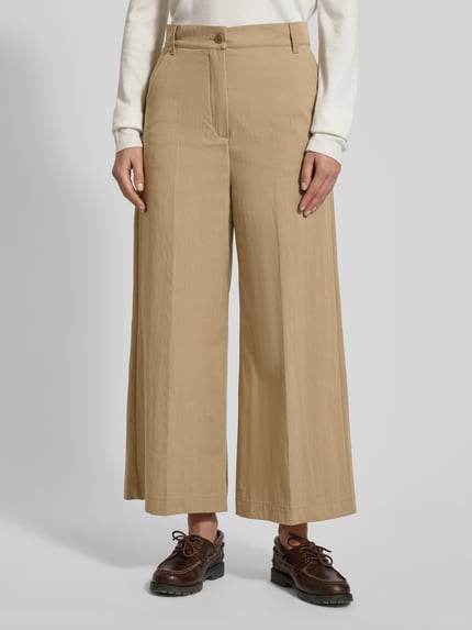Weekend Max Mara Wide Leg Hose aus Baumwoll-Mix Hellbraun 4