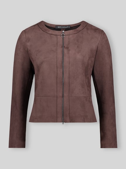 Betty Barclay żakiet krótki o kroju regular fit w imitacji skóry model 'NOS JULI' Ciemnobrązowy 2