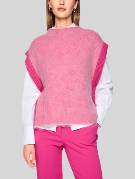 Marc Cain Pullunder aus Schurwolle mit Seitenschlitzen Pink 4