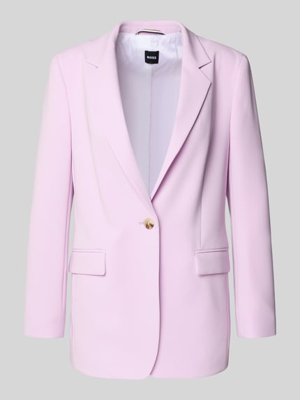 Produktfoto, Regular Fit Longblazer mit Reverskragen Modell 'JOCALUAH' von BOSS in zartem Rosa mit Pattentaschen, Twill Materialverarbeitung