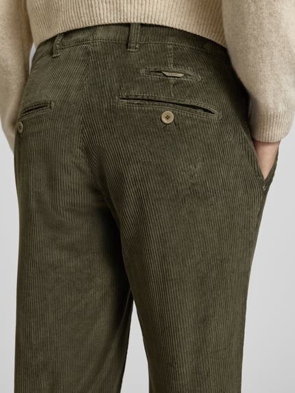 Brax Slim fit corduroy broek met achterzakken, model 'Fabio' Groen - 3