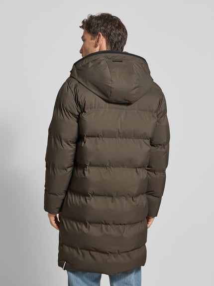 khujo Gewatteerde lange jas met labelpatch, model 'Caius' Olijfgroen - 5