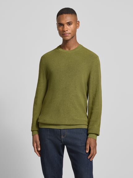 MCNEAL Gebreide pullover met ribboorden Rietgroen gemêleerd - 4