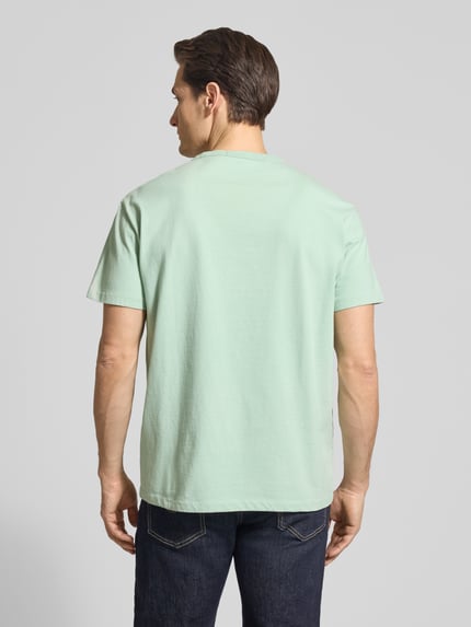 Mannelijk model draagt Regular Fit T-shirt uit puur katoen van Polo Ralph Lauren, look: effen, logodetail, rechte rompzoom, puur katoen, Ganzkörperansicht Rückansicht.