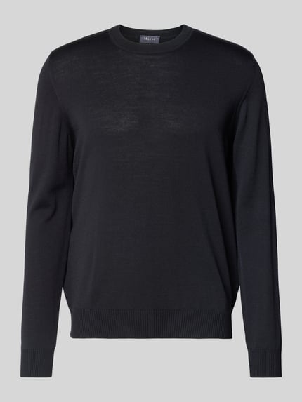 MAERZ Muenchen Regular fit gebreide pullover van zuivere scheerwol Zwart - 2