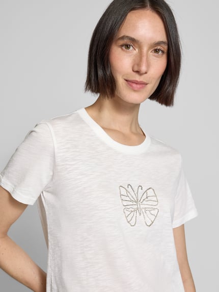 monari T-shirt met labeldetail Offwhite - 3