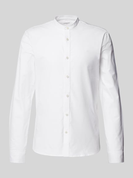 Lindbergh Slim Fit Freizeithemd mit Stehkragen Modell 'Oxford' Weiss 2