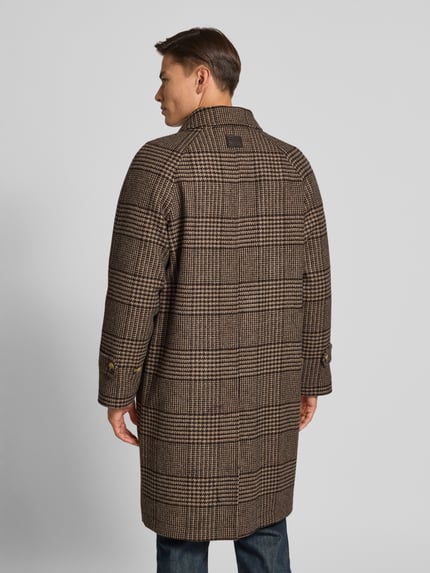 Tommy Hilfiger Relaxed fit lange wollen jas met blinde knoopsluiting Middenbruin - 5