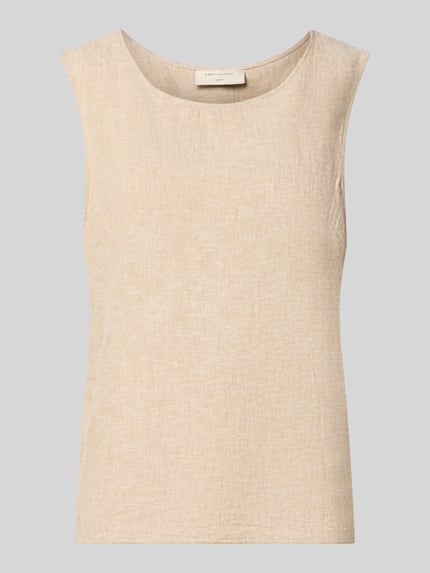 Produktfoto, Top aus Leinen-Mix mit Rundhalsausschnitt Modell 'Lava' von FREE/QUENT, Damen Top in Beige, Viskose-Anteil, Regular Fit, glatte Textur