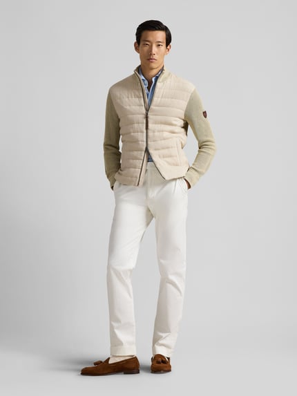 Polo Ralph Lauren Regular Fit Strickjacke aus Material-Mix mit Steppeinsatz Beige 1