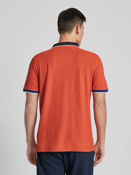 Fynch-Hatton Regular Fit Poloshirt mit Kontrastbesatz Koralle Melange 5