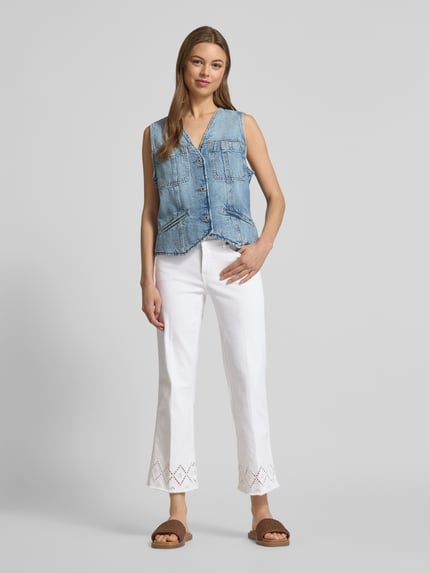 CAMBIO Flared Jeans mit Lochstickerei Modell 'FRANCESCA' Offwhite 1