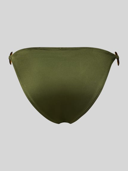 Productfoto, effen olijfgroene Bikini-Slip met sierdetails, stretchmateriaal, model 'GUARANA' van DORINA, unidesign