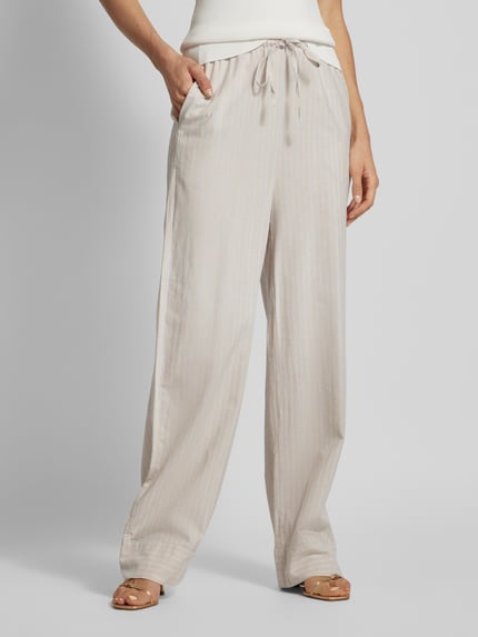 VERO MODA High Waist Hose mit Streifenmuster Modell 'GILI' Beige 4