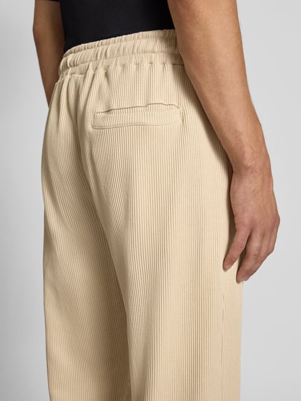PEGADOR Wide fit sweatpants met logostitching, model 'Rib' Ecru - 3