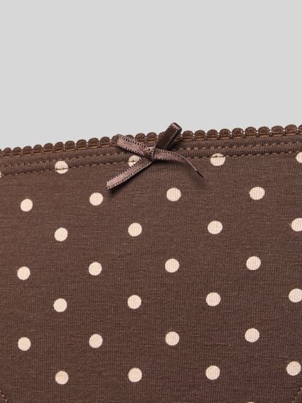 Produktfoto, Slip aus Baumwoll-Mix im 3er-Pack von Jake*s Casual in Braun mit weißen Punkten, feine Schleifen- und Spitzen-Details