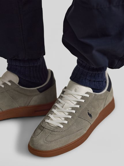 Polo Ralph Lauren Sneaker aus echtem Rindvelours Modell 'BEDFORD' Hellgrau 1