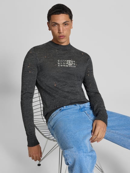 MM6 Maison Margiela Shirt met lange mouwen van zuivere scheerwol Antraciet - 3