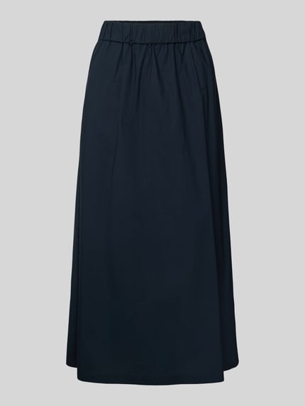 Productfoto, Midirock met elastische tailleband van Lanius, zuiver katoen, A-lijn, donkerblauw, maat 36: taille 36 cm, lengte 88 cm
