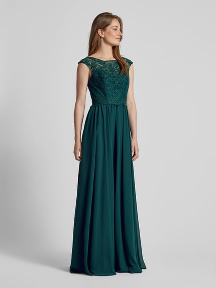 LUXUAR FASHION Abendkleid mit Spitzenbesatz Dunkelgruen 1