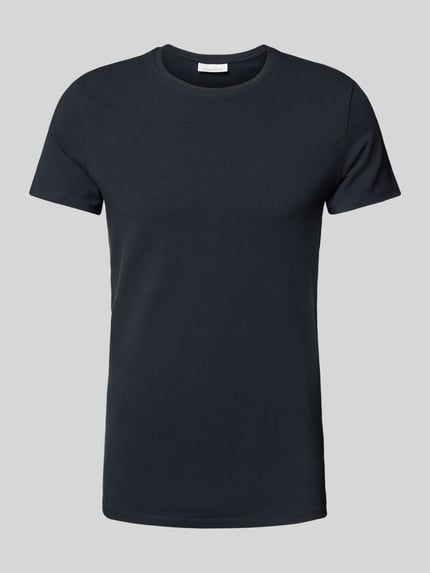 Casual Friday T-Shirt mit geripptem Rundhalsausschnitt Marine 2
