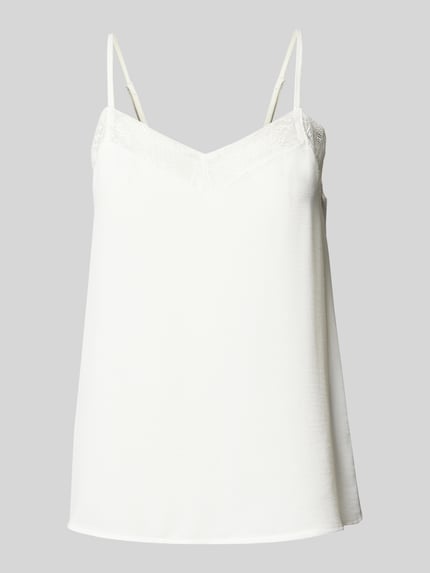 PIECES Relaxed Fit Blusentop mit Spitzenbesatz Modell 'TIFFANY' Weiss 2