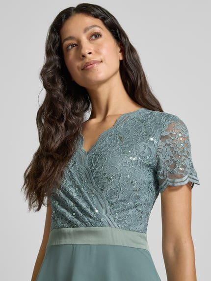 SWING Cocktailkleid mit Spitze und V-Ausschnitt Lind 3