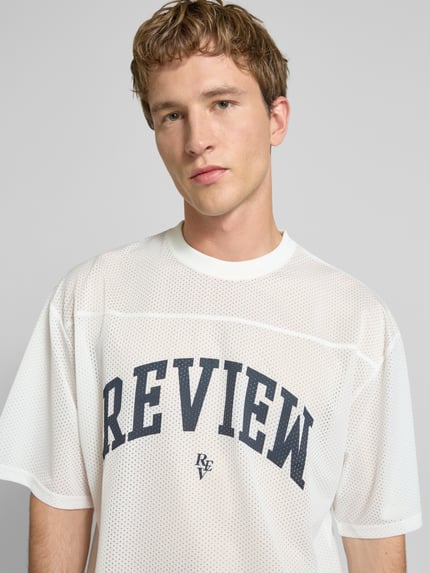 REVIEW T-Shirt aus Mesh mit Logo-Print Offwhite 3