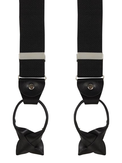 Produktfoto, Hosenträger in Geschenkbox von Lloyd Men's Belts, schwarze Y-Form mit Lederrückenteil, Vario Knopf-Clips, strukturierte Oberfläche.