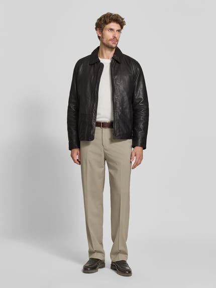 Strellson Regular fit jack van echt lamsleer model 'KELLAN' Donkerbruin - 1