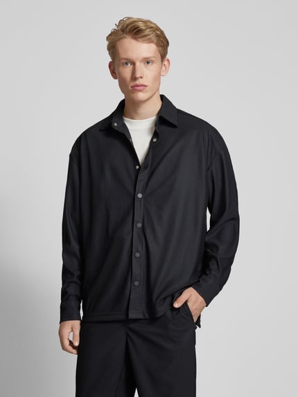 ONLY & SONS Relaxed fit overhemdjack met plissévouwen, model 'KARI' Zwart - 4