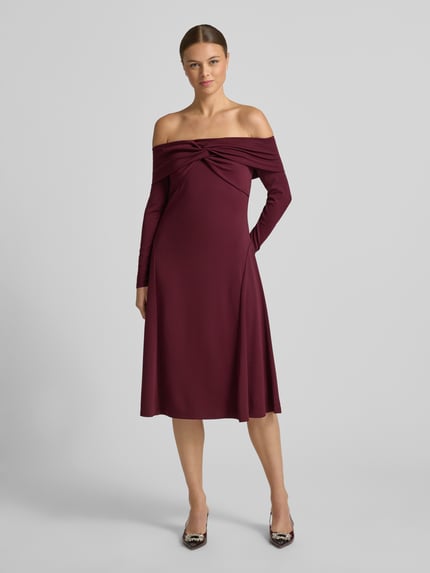Lauren Ralph Lauren Dopasowana sukienka biznesowa z dekoltem carmen model 'PONCIO' Ciemnoczerwony 4