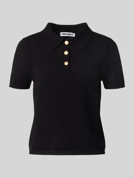REVIEW Strickpullover mit Polokragen Black 2