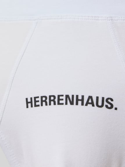 Produktfoto, Slip mit Print im 3er-Pack von Christian Berg Men, weißer Baumwoll-Mix mit schwarzem Print, elastischer Bund, glatte Textur