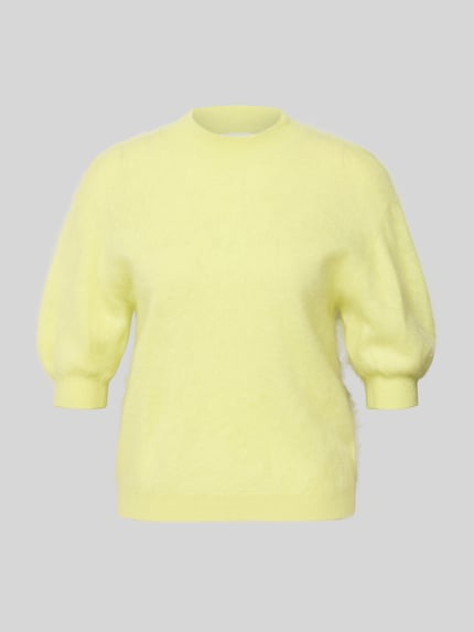 HERZENS Regular Fit sweter z dzianiny z mieszanki kaszmiru i wełny Jasnożółty 2