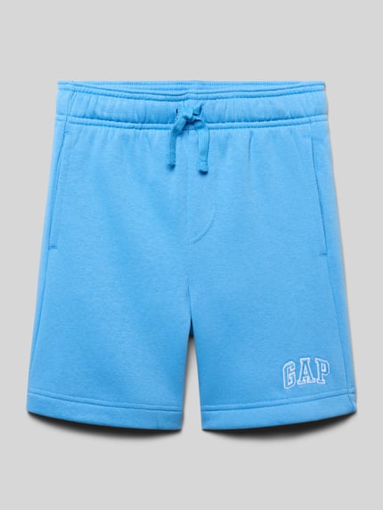 Produktfoto, Sweatshorts mit Logo und elastischem Bund von GAP, türkisblauer Baumwoll-Mix, Regular Fit, sichtbares Logo, strukturierte Oberfläche