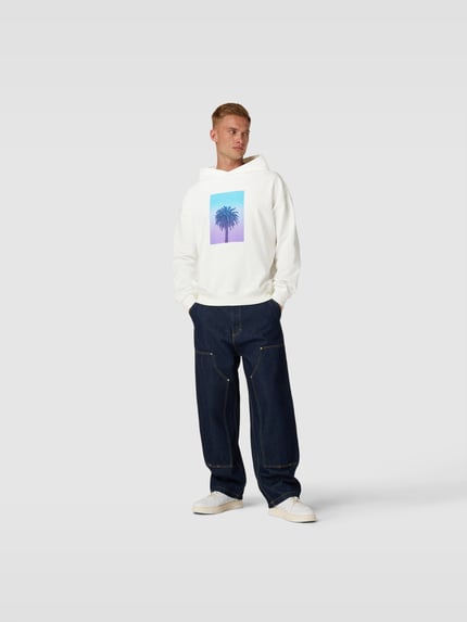 Blue Sky Inn Bluza z kapturem o kroju oversized z foto printem Biały 1