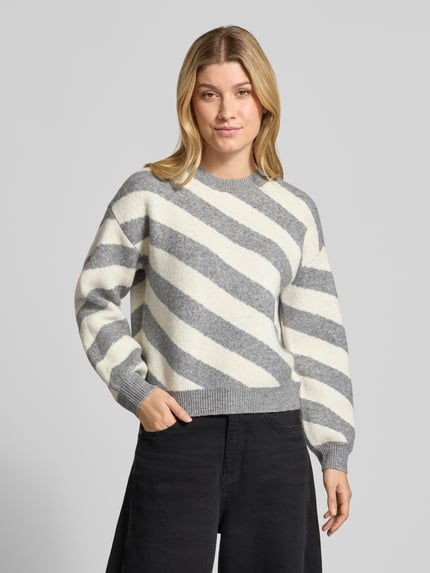 VERO MODA Pullover mit gerippten Abschlüssen Mittelgrau Melange 4