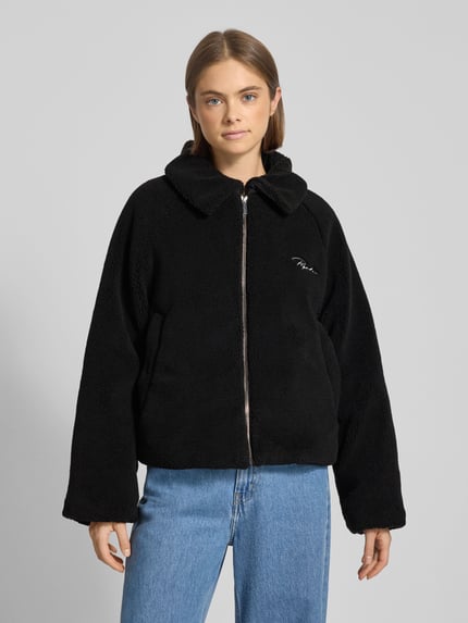PEGADOR Jacke aus Teddyfell mit Label-Stitching Modell 'LAJA' Black 4