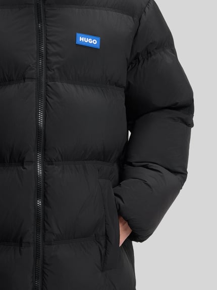 HUGO Blue Regular fit gewatteerde lange jas met labelpatch, model 'BODI' Zwart - 6