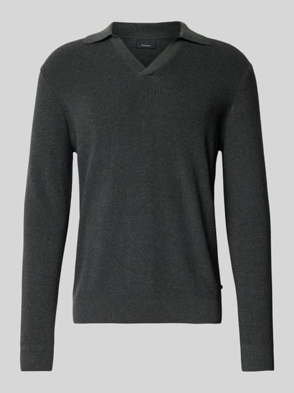 Matinique Strickpullover mit gerippten Abschlüssen Modell 'kollo' Anthrazit 2