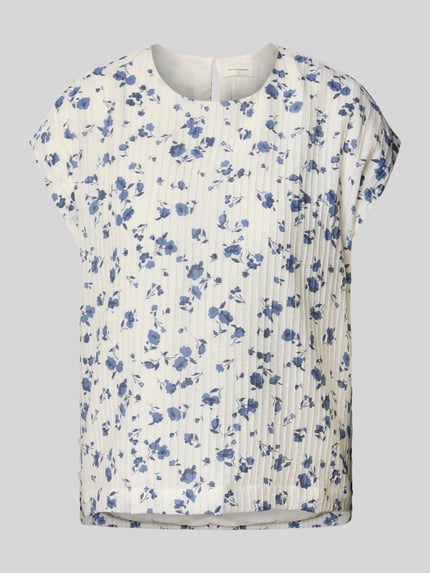 MSCH Copenhagen Regular fit blousetop met structuurmotief, model 'Falisha' Rookblauw - 2