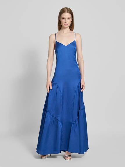 Lauren Ralph Lauren Tailliertes Abendkleid aus Viskose-Leinen-Mix Modell 'VITHYA' Blau 4