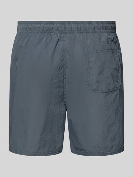 Produktfoto, Regular Fit Shorts mit Gesäßtasche von Calvin Klein Underwear in Dunkelblau mit Logo-Stitching, elastischer Bund, integrierter Slip.
