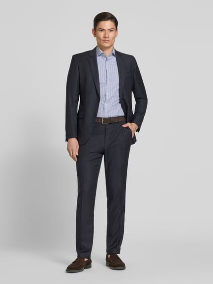 OLYMP Level 5 Slim Fit Business-Hemd mit Blockstreifen und Kentkragen Marine 1