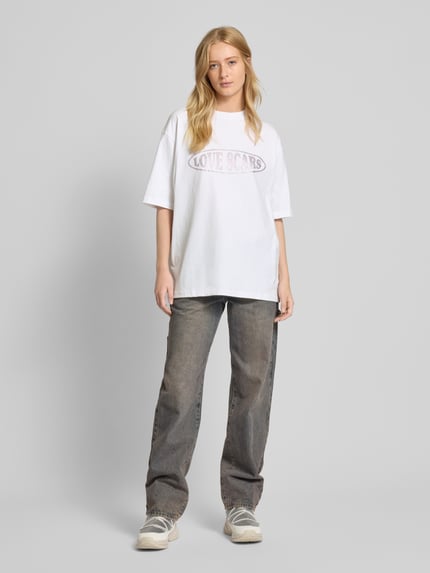 LOVE SCARS T-Shirt mit Strasssteinbesatz Weiss 1