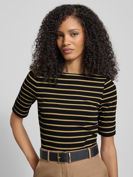 Lauren Ralph Lauren T-shirt met boothals, model 'JUDY' Neongeel - 3
