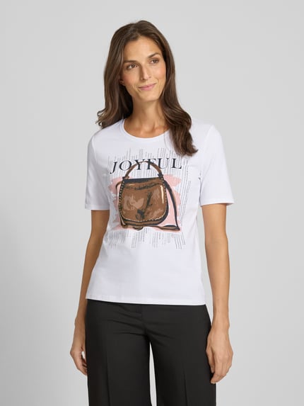 Betty Barclay Regular Fit T-Shirt mit Strasssteinbesatz Modell 'Juli' Weiss 4