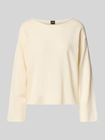 Produktfoto, cremefarbener Regular Fit Pullover aus Kaschmir-Schurwoll-Mix Modell 'C_Faprosa' von BOSS für Damen, BOSS Orange Kontext
