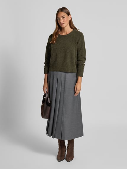 Weekend Max Mara Ausgestellter Wickelrock aus Schurwoll-Mix Modell 'FASTOSO' Mittelgrau Melange 1
